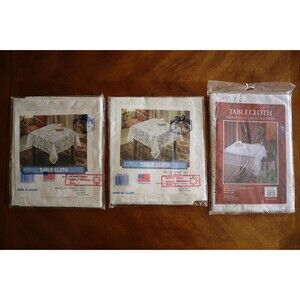 Vintage Lot 3x Vinyl Lace Square Tablecloth Tablecover 36"x36" 90x90cm Taiwan